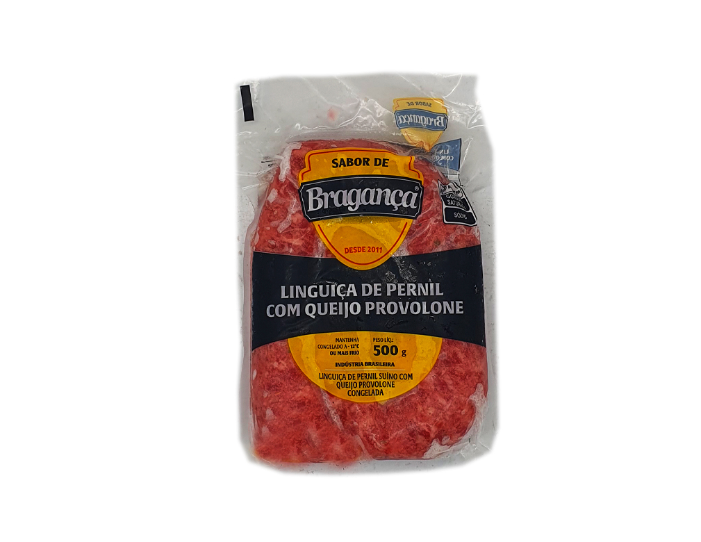 LINGUIÇA SUÍNA CONGELADA COM PROVOLONE SABOR DE BRAGANÇA 500 G (CX 10 PCT)